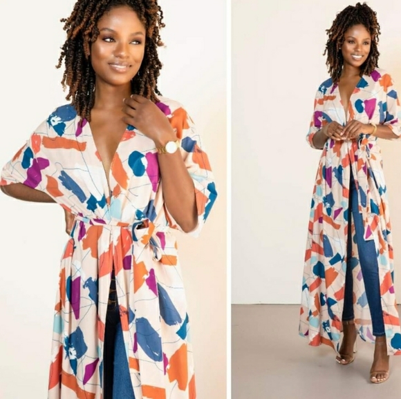 J Brooks Other - JBrooks Boutique Duster Kimono Sz L NWT